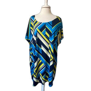 Antthony Original NWOT Short Sleeve Slinky Tunic Women's 3X Retro Colorful Chic